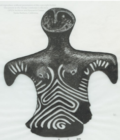 Figure 1. An example of a female figurine from Gimbutas’ ‘Language of the Goddess’. Interestingly these figurines were interpreted as a continuous tradition of female power, without consideration of geographical location or time period. (Photograph from Marija Gimbutas’ collection).